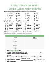 Bài tập Tiếng Anh Lớp 6 - Unit 9 Cities of the world